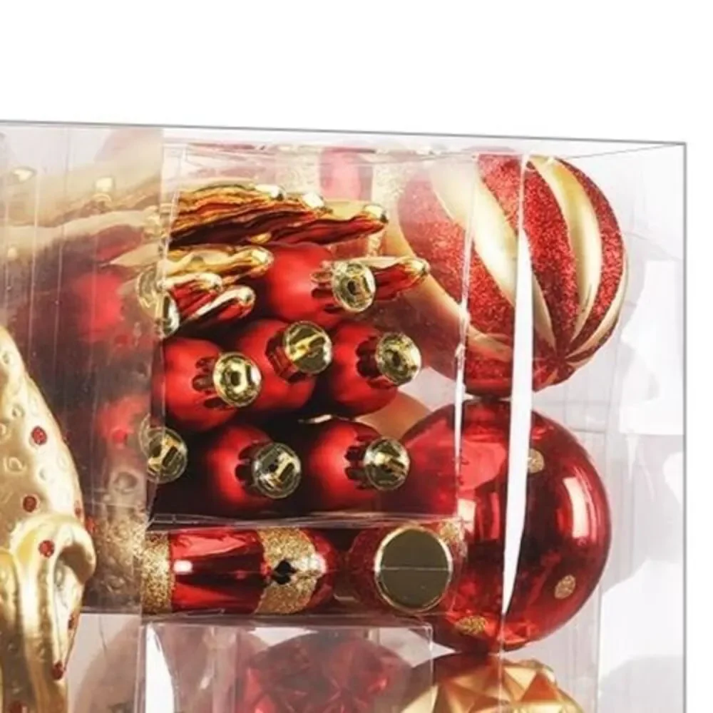 145 Piece Shatterproof Red Gold Christmas Ornament Set Tree Decor